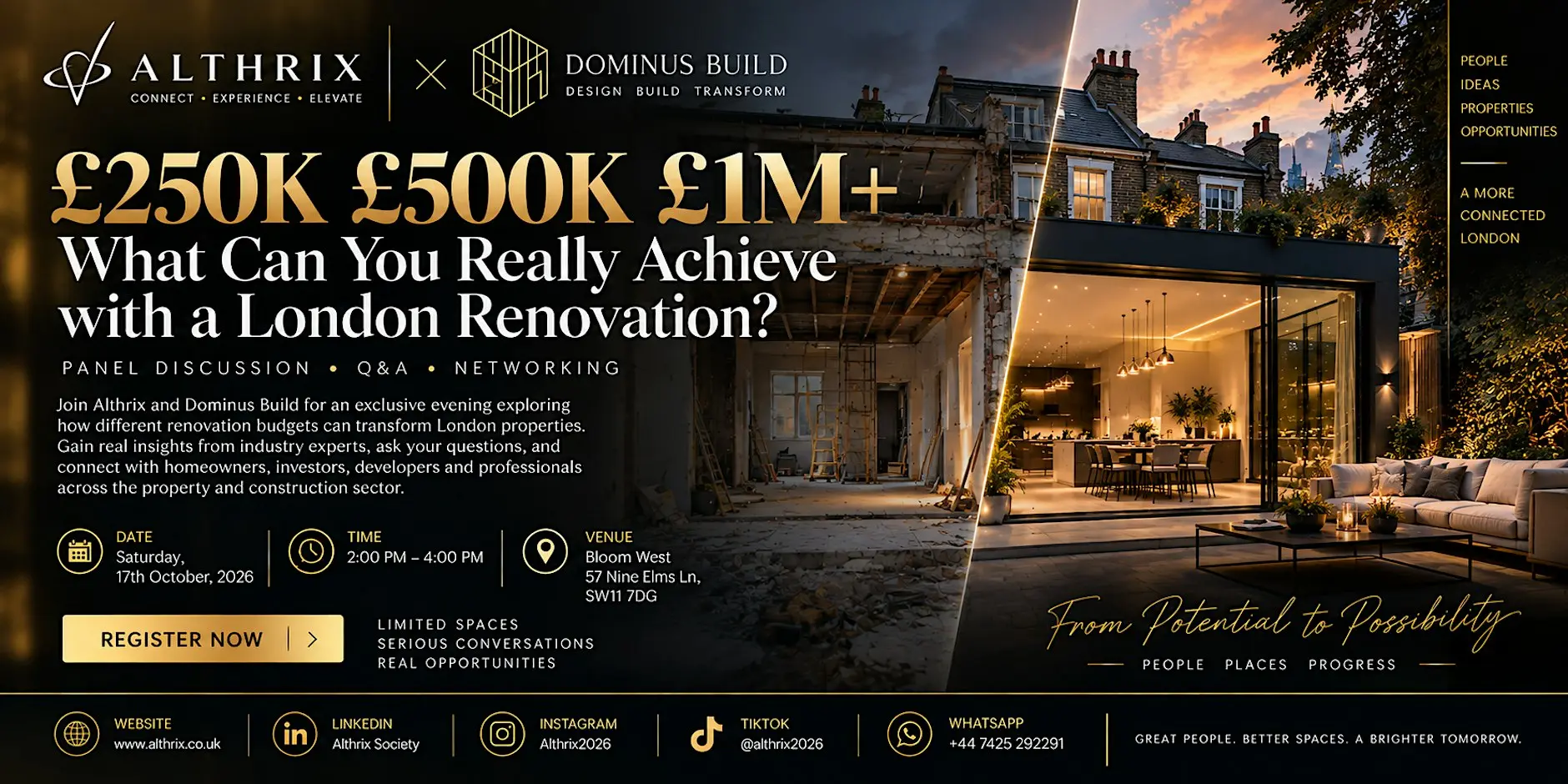 Althrix x Dominus Build renovation panel, 17 October 2026